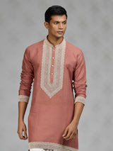 Rust brown heritage mens kurta suit