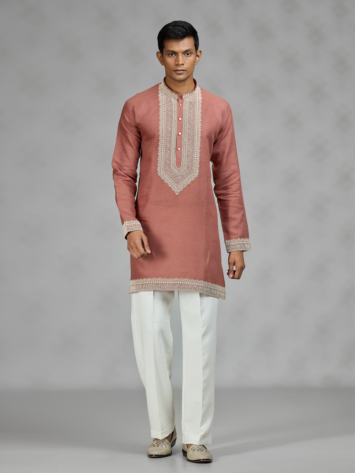 Rust brown heritage mens kurta suit