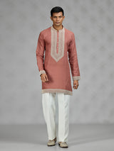Rust brown heritage mens kurta suit