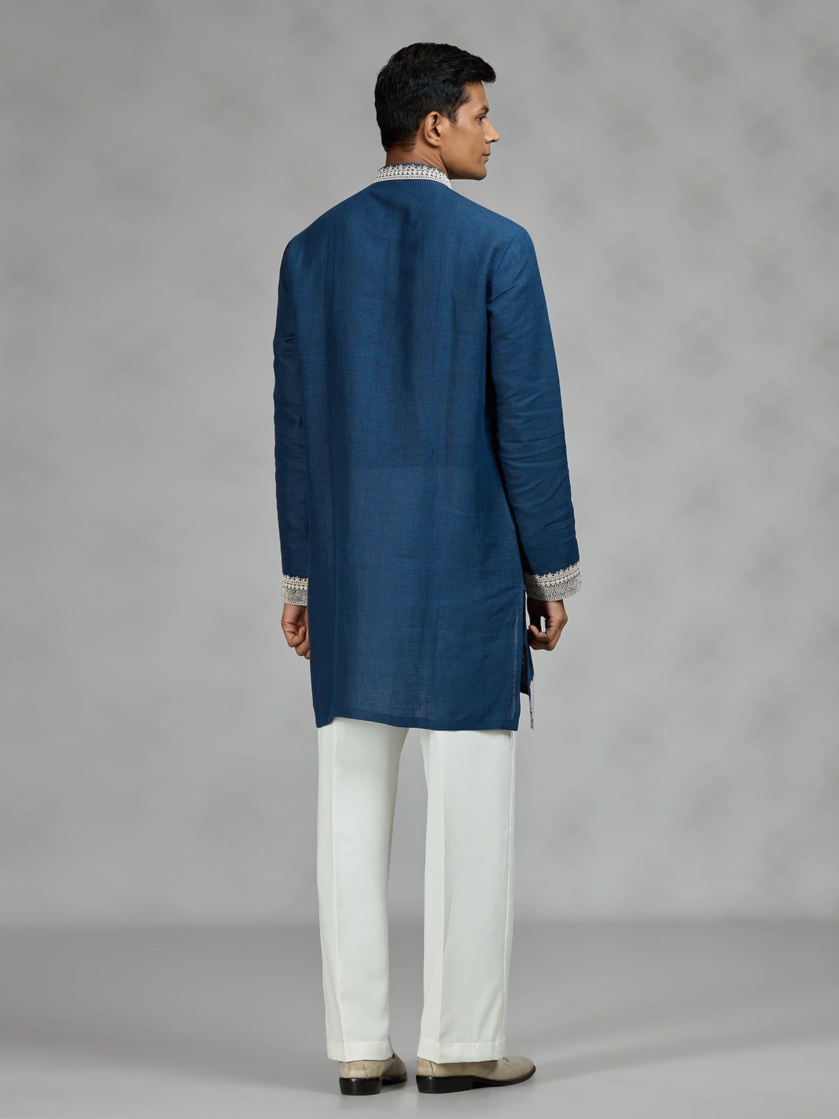 Royal blue refined mens kurta suit