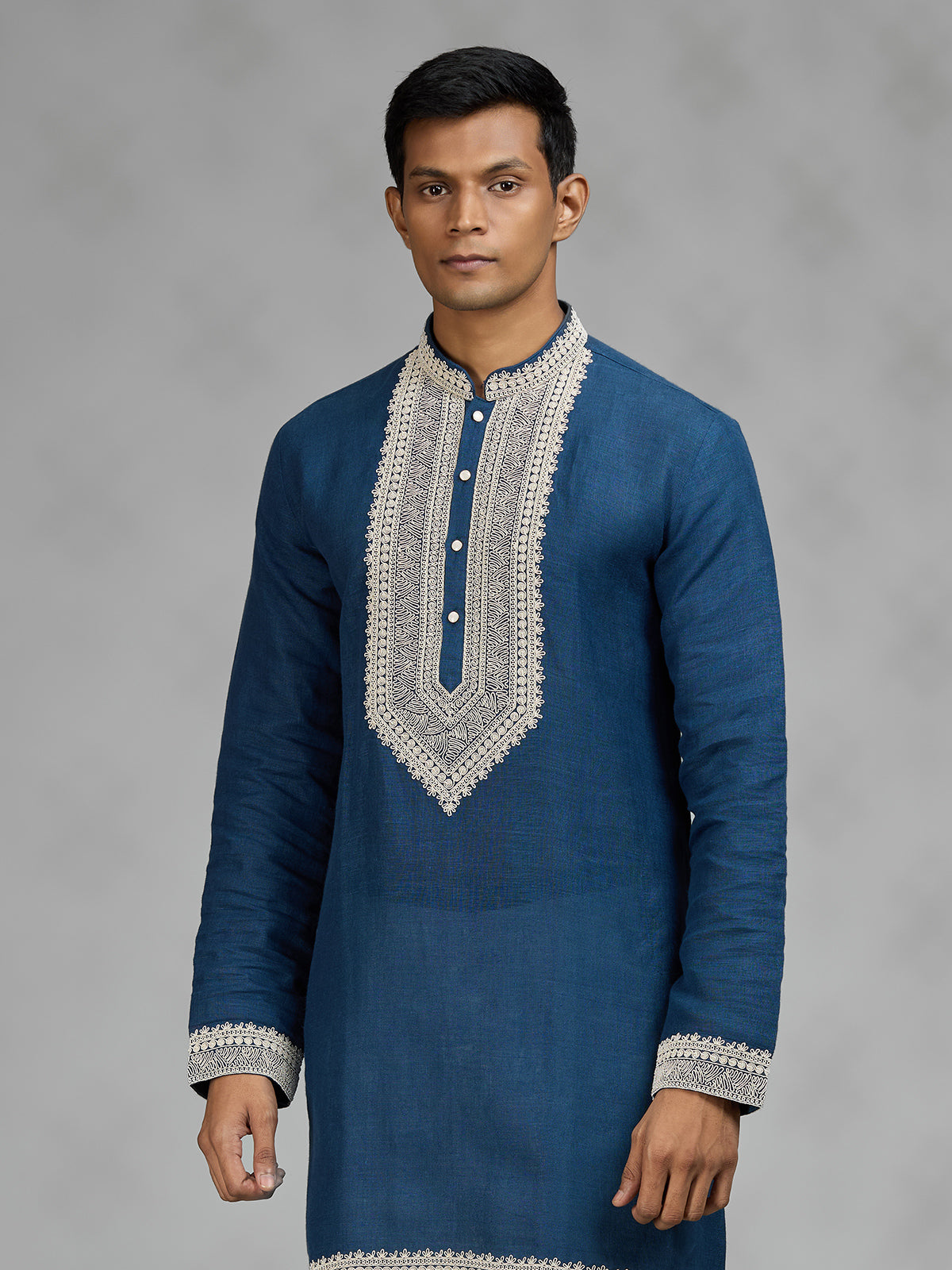 Royal blue refined mens kurta suit