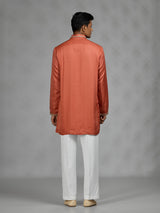 Rust orange antique gold mens kurta suit