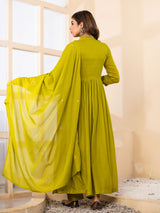 Green floral women kurti set