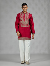 Maroon red regal mens kurta suit