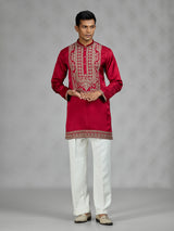 Maroon red regal mens kurta suit