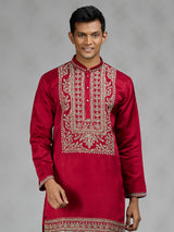 Maroon red regal mens kurta suit