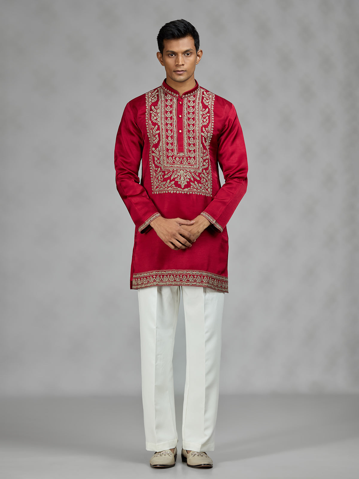 Maroon red regal mens kurta suit