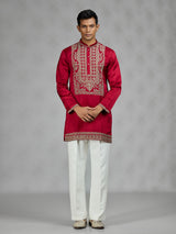 Maroon red regal mens kurta suit
