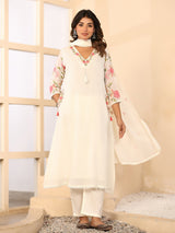 White floral women kurti set