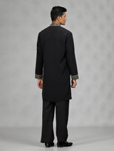 Black contemporary mens kurta suit