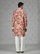 Pink vintage tapestry mens kurta suit