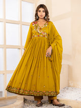 Mustard yellow paisley women kurti set