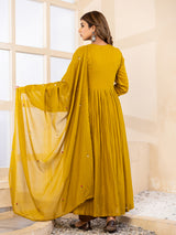 Mustard yellow paisley women kurti set