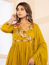 Mustard yellow paisley women kurti set