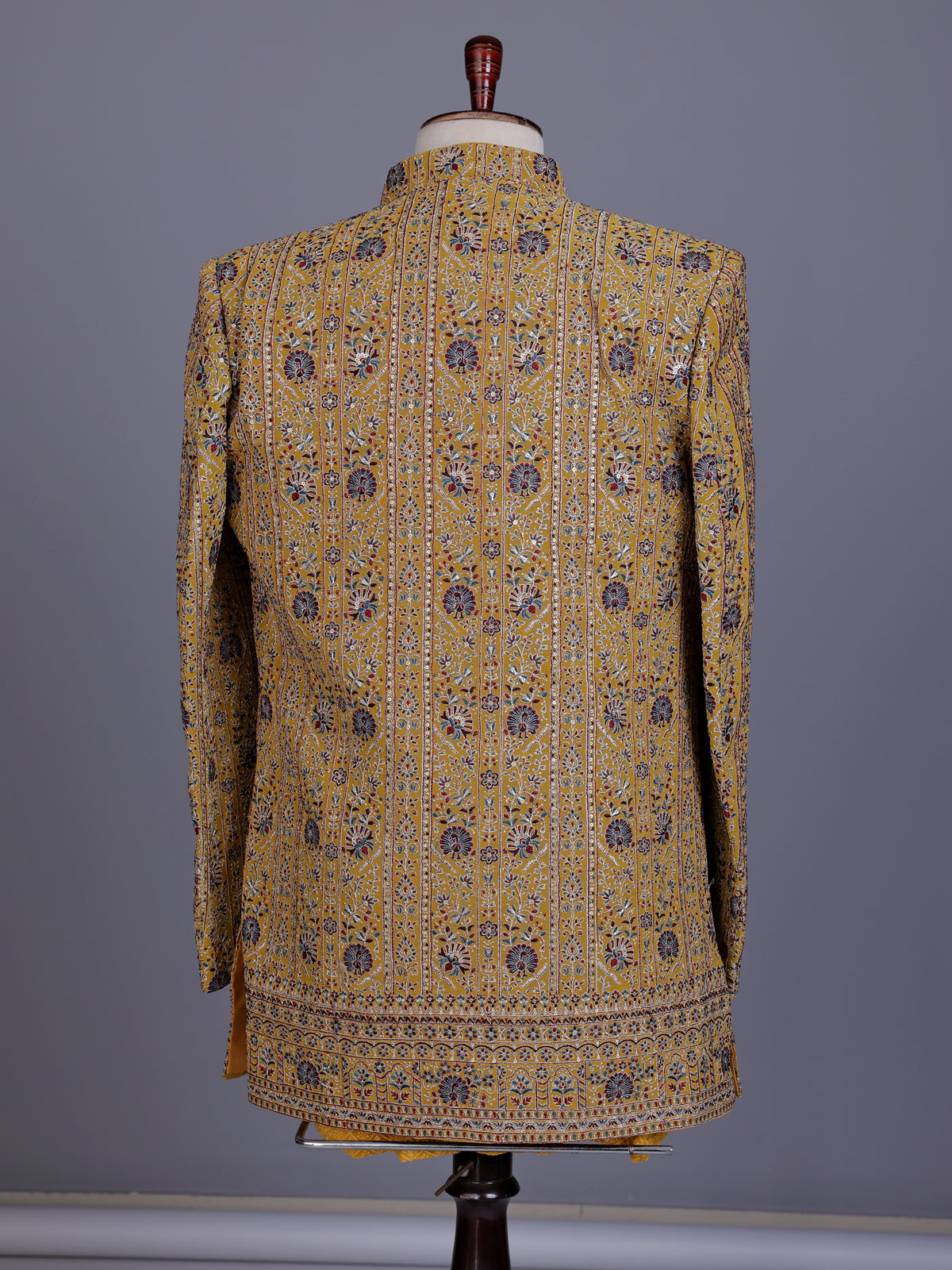 Mustard yellow luxury mens indo western