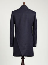 Deep navy embellished tonal crest indowestern suit for mens
