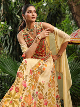 Elegant floral lehenga choli with heavy designer cape jacket
