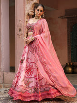 Light pink heavy embellished lehenga choli with elegant dupatta