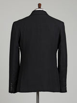 Classic black silk designer notch lapel coat suit for mens