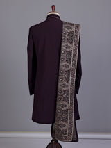 Wine embellished premium mens indo western
