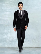 Black terry rayon designer shawl lapel coat suit for mens