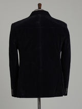 Black micro velvet embellished peak lapel coat suit for mens
