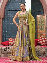 Mehendi green pichwai print lehenga choli with elegant dupatta