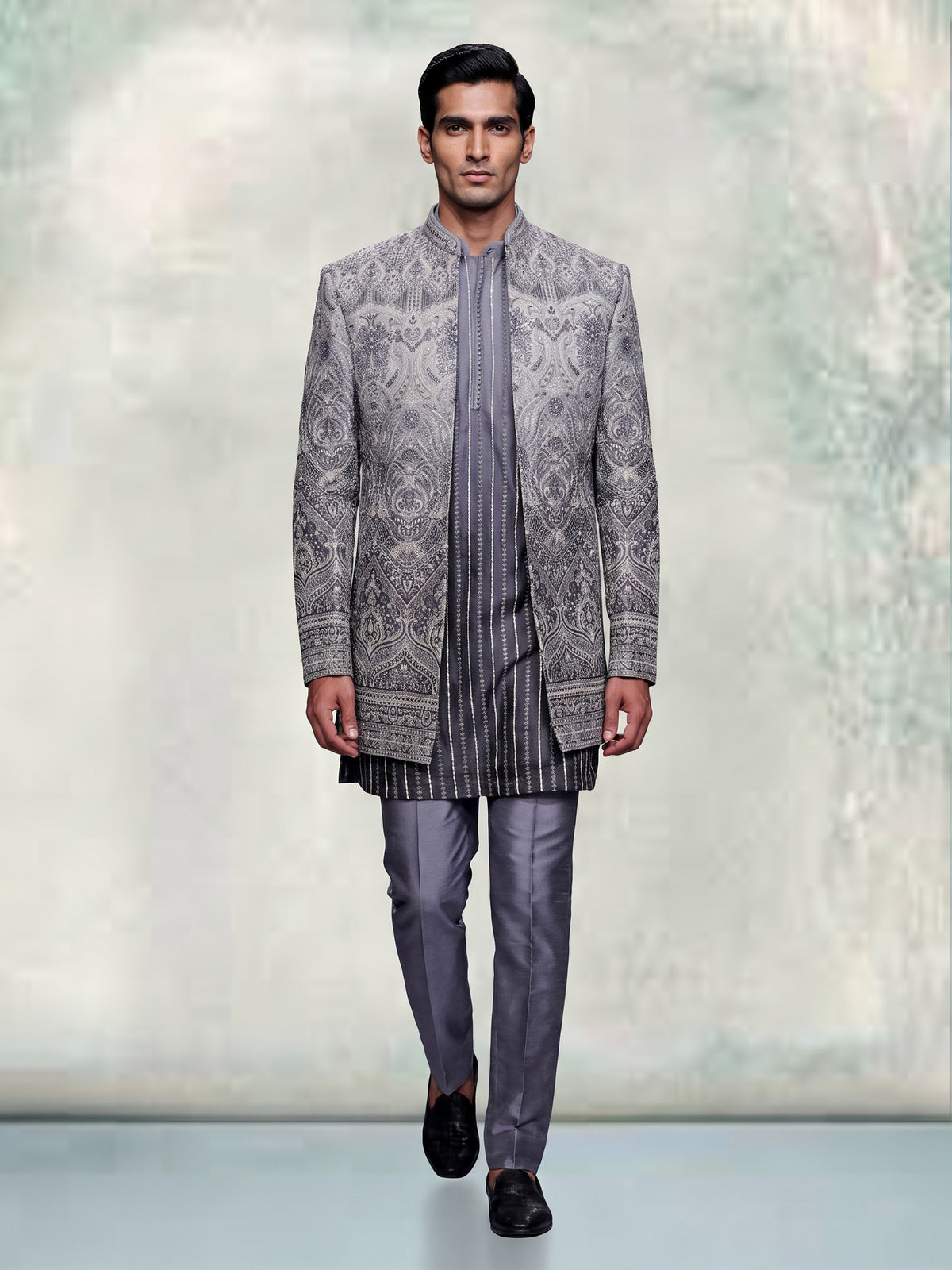 Grey ombre luxury mens indo western