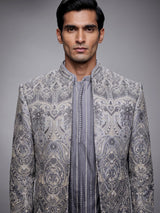 Grey ombre luxury mens indo western