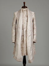 Cream silk royal groom indowestern set with embellished detailing