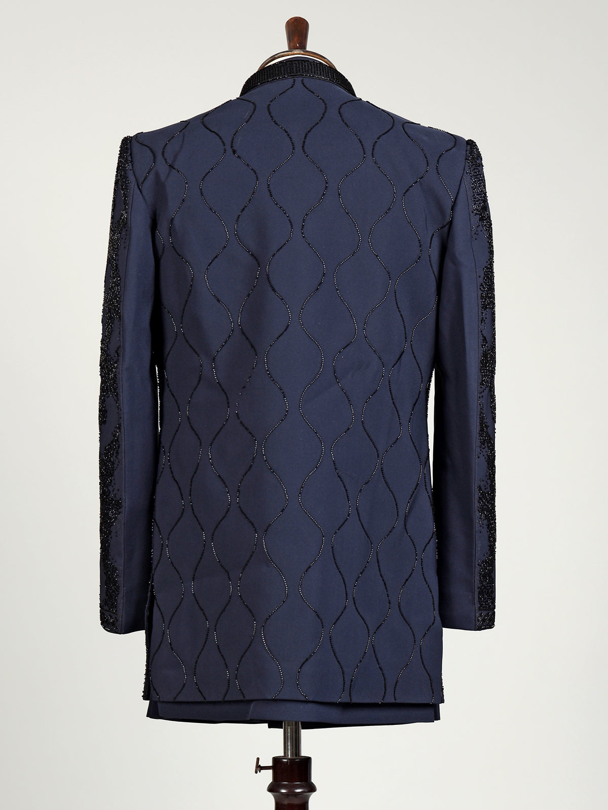Navy terry rayon layered bandhgala indowestern set for mens weddings
