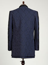 Navy terry rayon layered bandhgala indowestern set for mens weddings