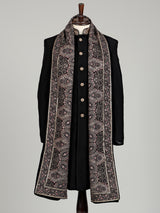 Black terry rayon embellished indowestern set for mens weddings