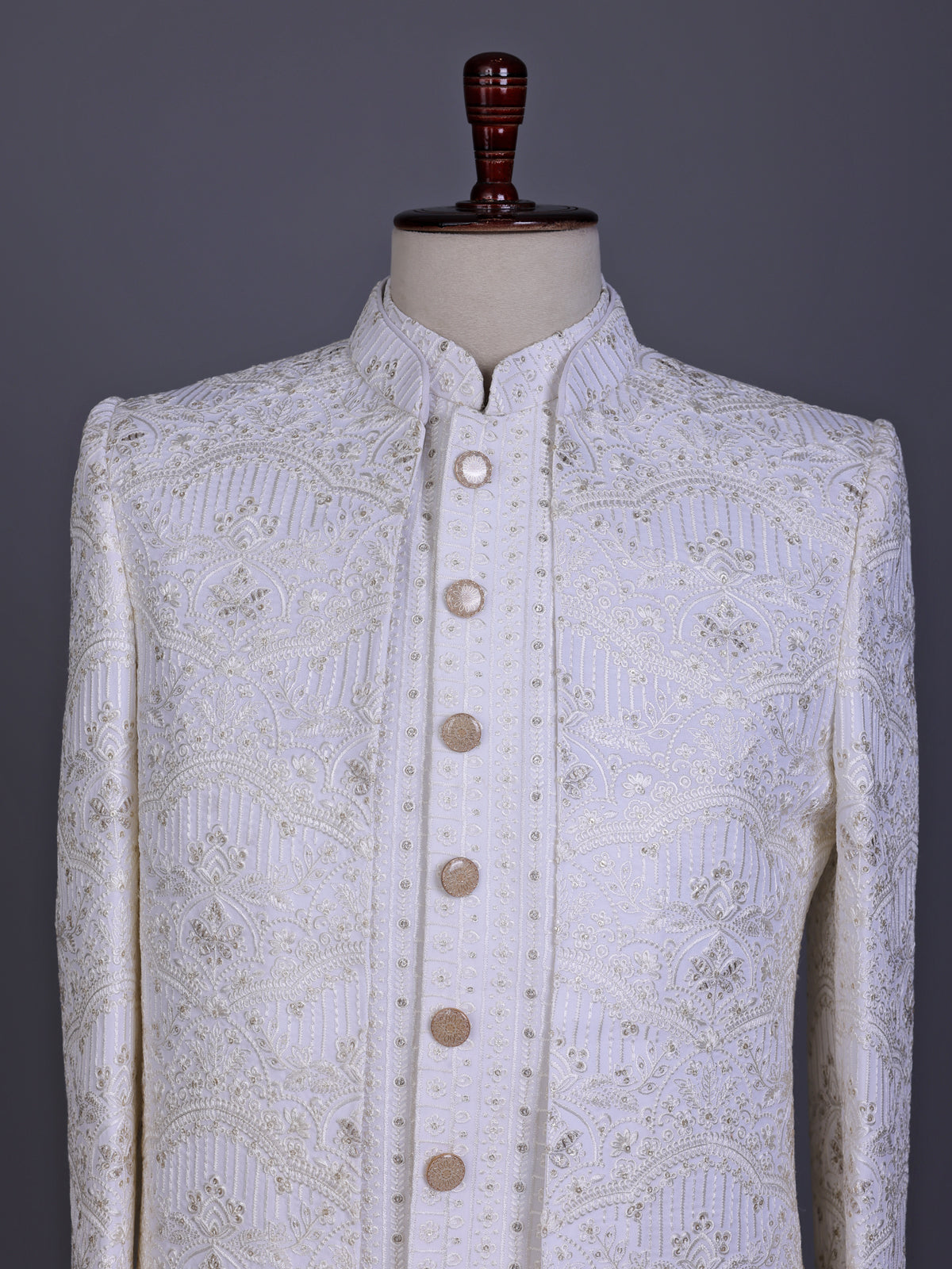 White architectural premium mens indo western