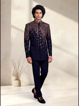 Navy blue regal mens jodhpuri suit