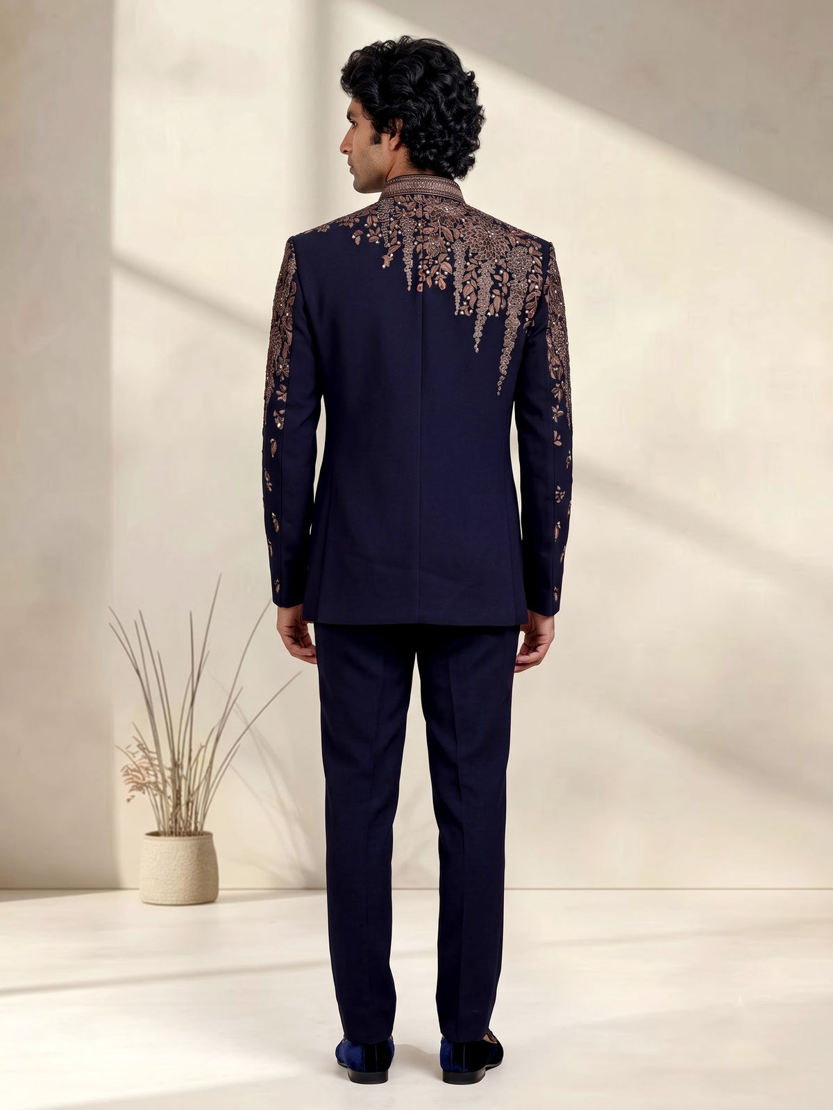 Navy blue regal mens jodhpuri suit