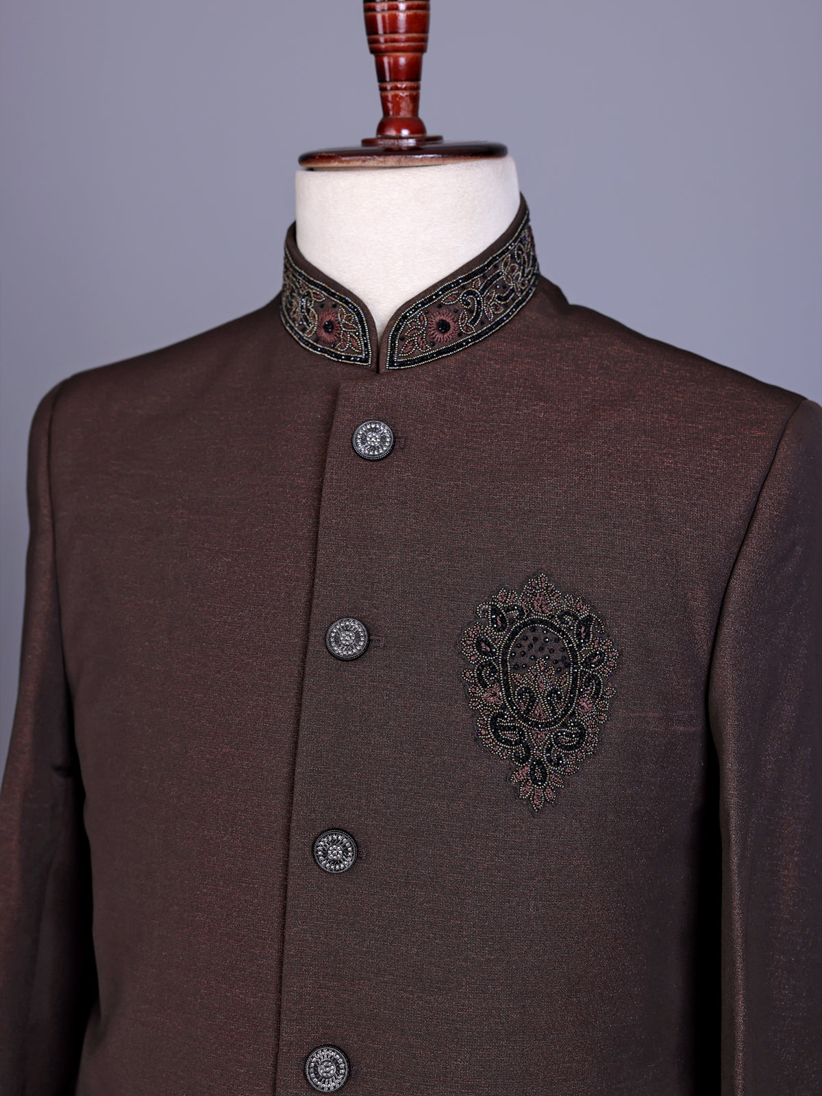 Brown aristocratic mens jodhpuri suit