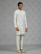 Off white embroidered mens kurta pajama