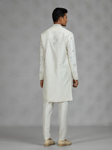 Off white embroidered mens kurta pajama