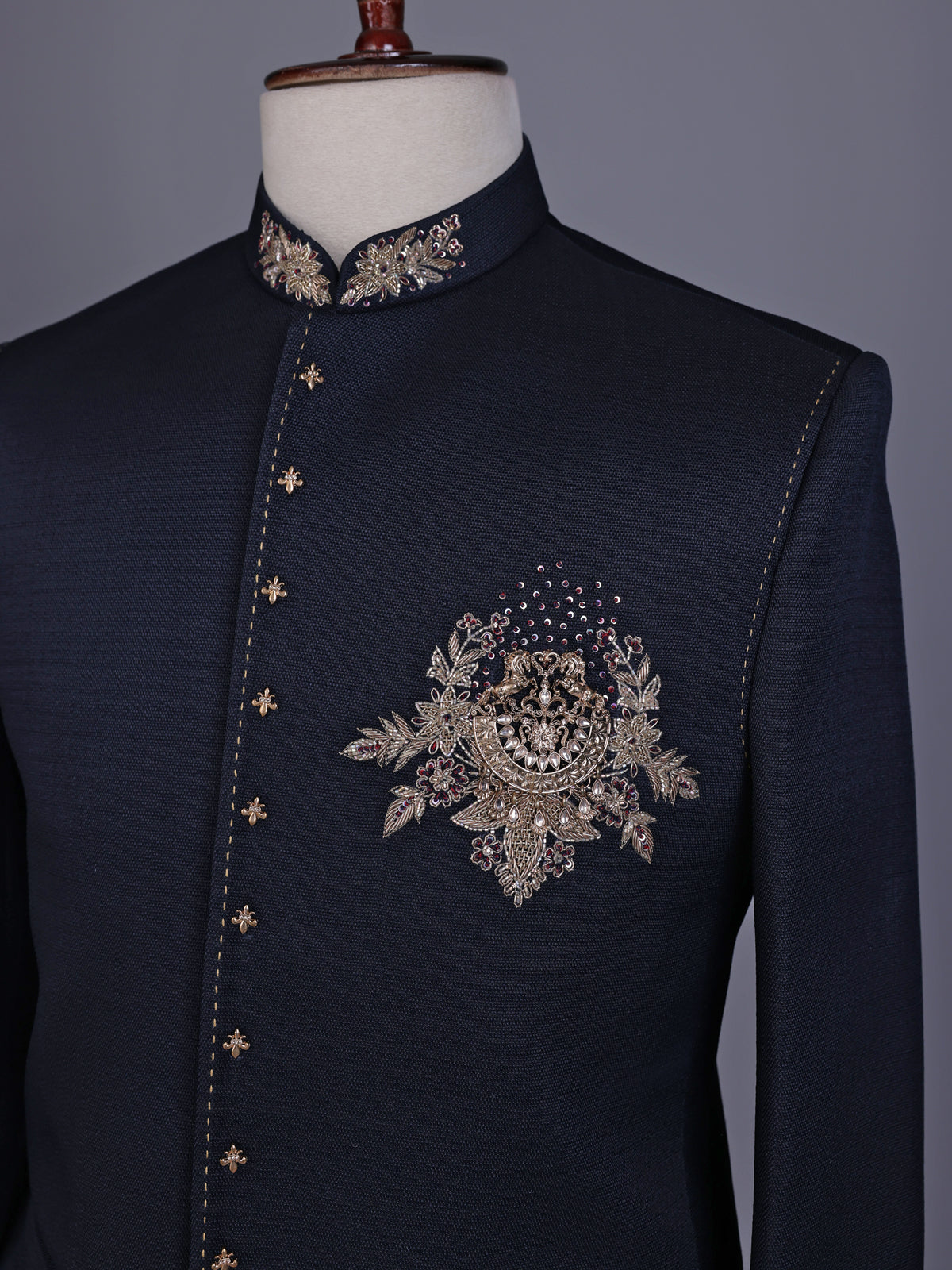 Navy blue heritage mens jodhpuri suit