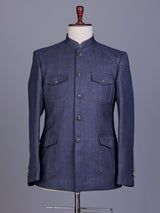Denim blue tailored mens jodhpuri suit