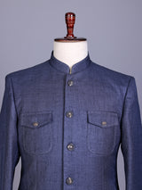 Denim blue tailored mens jodhpuri suit