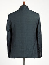 Deep emerald green textured jodhpuri suit for mens with crest