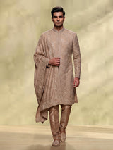 Dark beige opulent mens sherwani