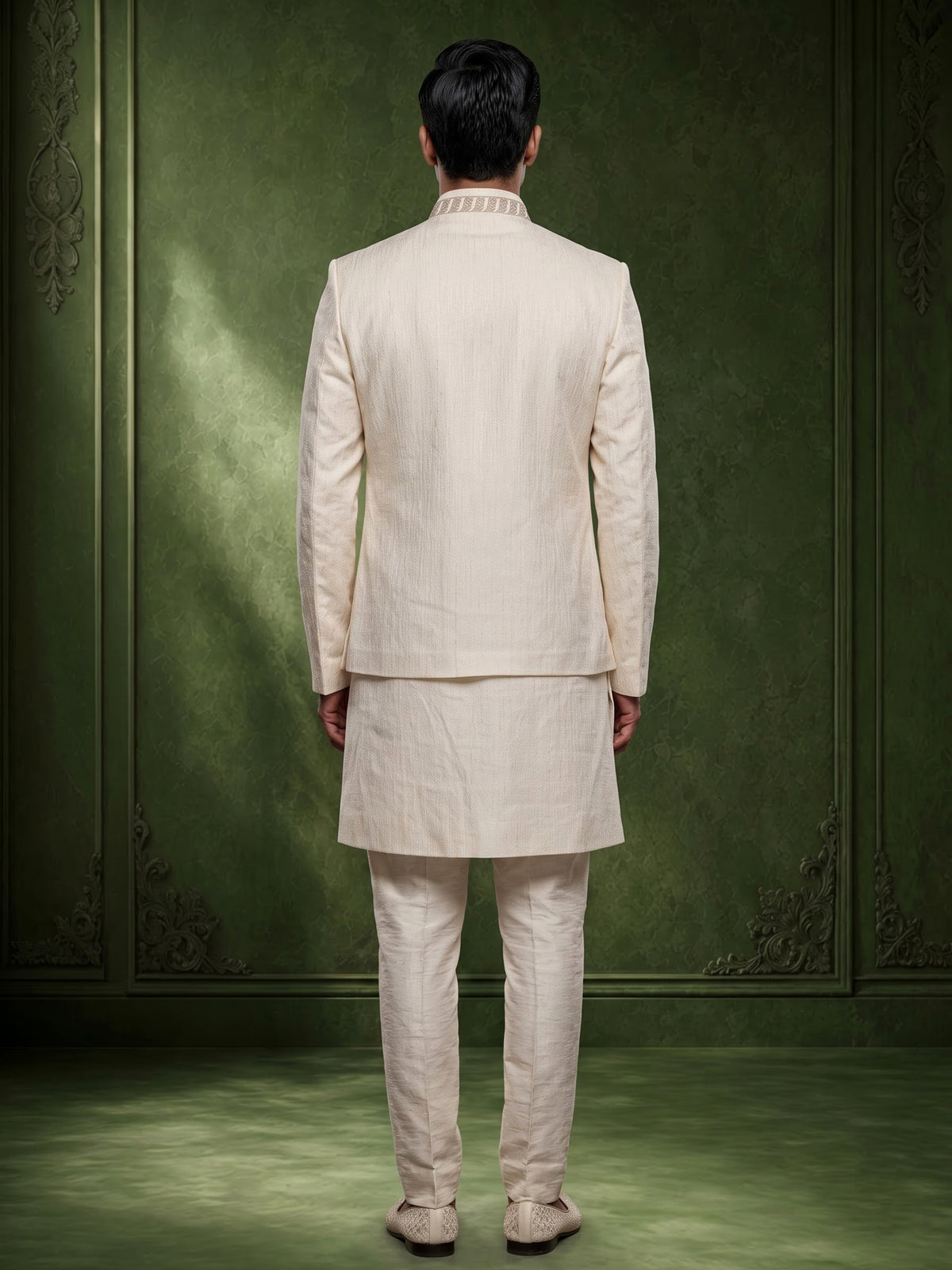 Beige refined mens waistcoat set
