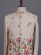 Cream botanical mens waistcoat set