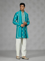 Firozi blue zardosi mens kurta suit
