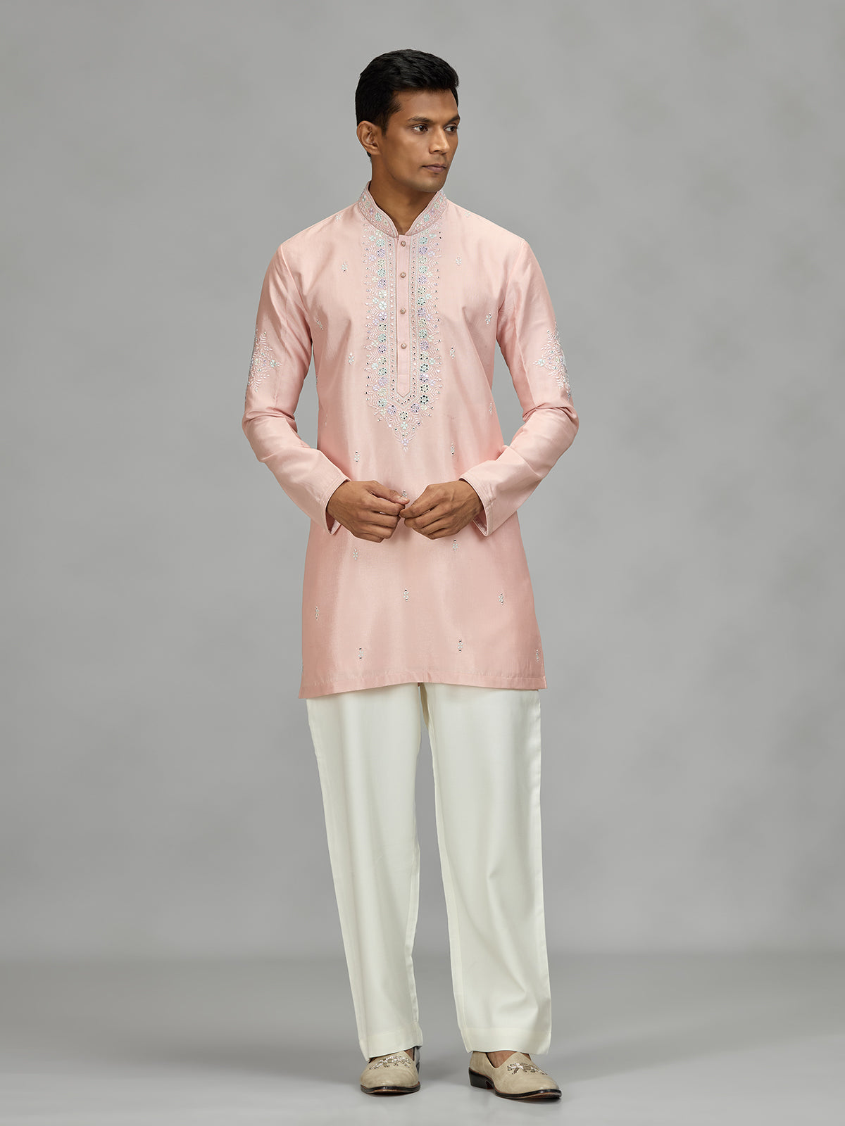 Pink floral mens kurta pajama