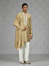 Khakhi zardosi mens kurta suit