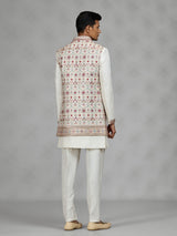 Cream floral jacket mens indo western